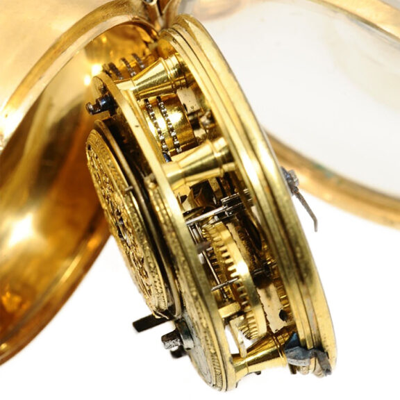 English verge pocket watch with repoussé decoration Circa 1765 English verge pocket watch with repoussé decoration Circa 1765