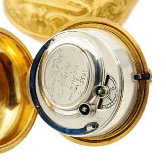 English verge pocket watch with repoussé decoration Circa 1765