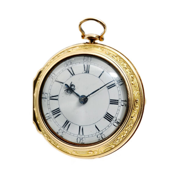 English verge pocket watch with repoussé decoration Circa 1765 English verge pocket watch with repoussé decoration Circa 1765