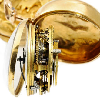 English verge pocket watch with repoussé decoration Circa 1770