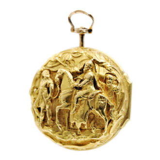 English verge pocket watch with repoussé decoration Circa 1770