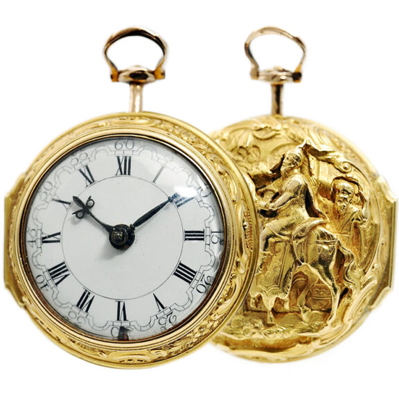 English verge pocket watch with repoussé decoration Circa 1770