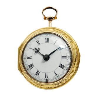 English verge pocket watch with repoussé decoration Circa 1770