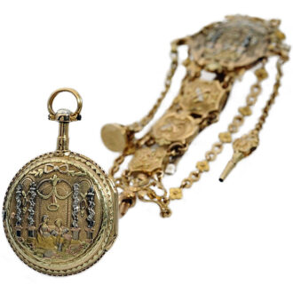 French gold verge with corresponding chatelaine Circa 1750