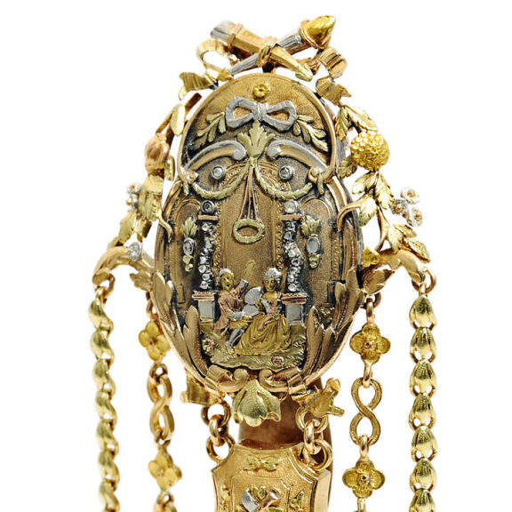 French gold verge with corresponding chatelaine Circa 1750 French gold verge with corresponding chatelaine Circa 1750