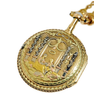 French gold verge with corresponding chatelaine Circa 1750