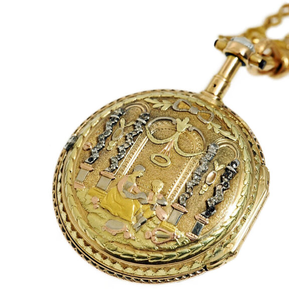 French gold verge with corresponding chatelaine Circa 1750 French gold verge with corresponding chatelaine Circa 1750