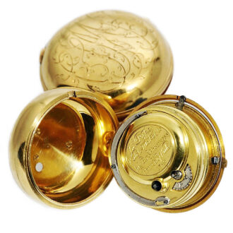 English verge pocket watch with early centre seconds Circa 1751