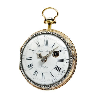 Decorative English gold enamel verge pocket watch Circa 1770