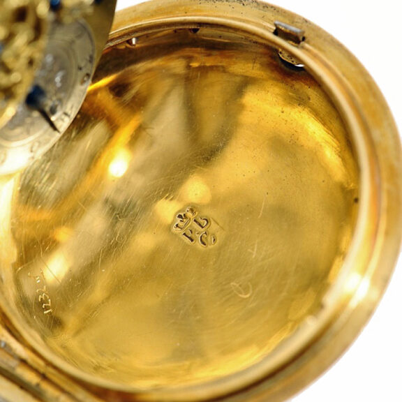Decorative English gold enamel verge pocket watch Circa 1770 Decorative English gold enamel verge pocket watch Circa 1770