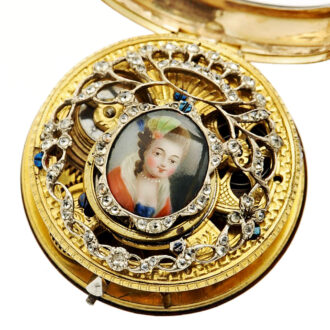 Exquisite French gold skeletonized verge pocket watch Circa 1760