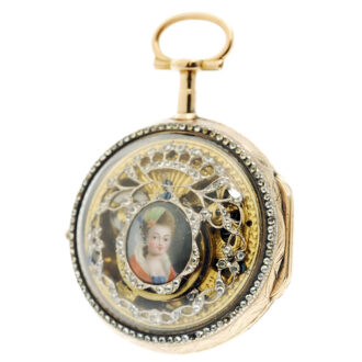 Exquisite French gold skeletonized verge pocket watch Circa 1760