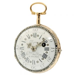 Exquisite French gold skeletonized verge pocket watch Circa 1760