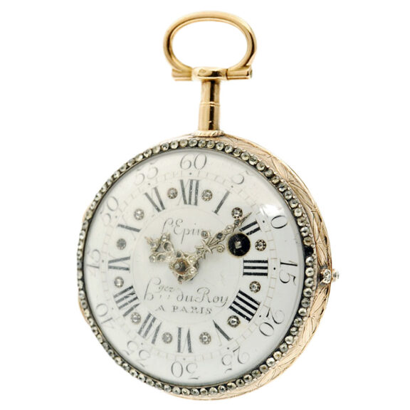 Exquisite French gold skeletonized verge pocket watch Circa 1760
