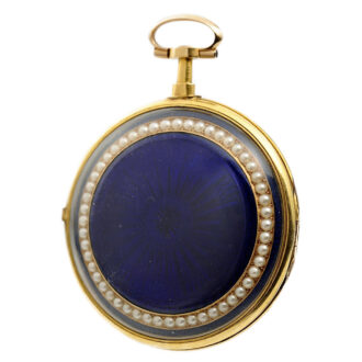 English gold, enamel and pearl set pair cased watch Circa 1810