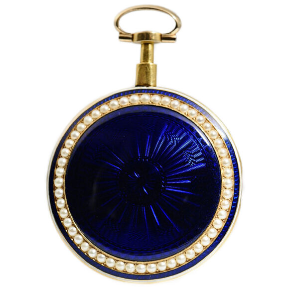 English gold, enamel and pearl set pair cased watch Circa 1810