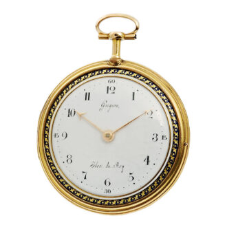Decorative French gold enamel virgule pocket watch Circa 1788