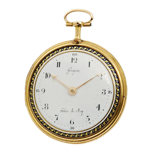 Decorative French gold enamel virgule pocket watch Circa 1788 Decorative French gold enamel virgule pocket watch Circa 1788