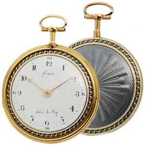 Decorative French gold enamel virgule pocket watch Circa 1788