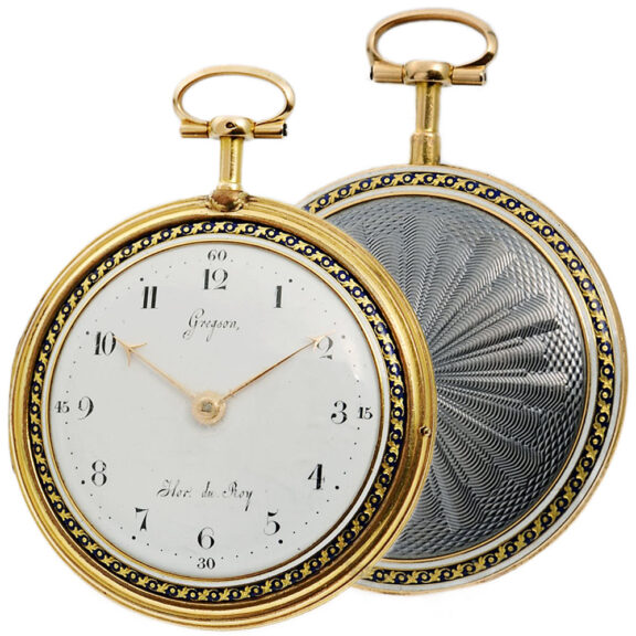 Decorative French gold enamel virgule pocket watch Circa 1788