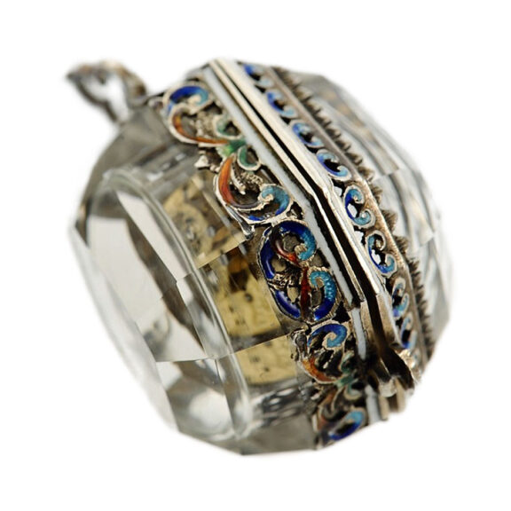 Austrian silver octagonal rock crystal pendant watch Circa 1870 Austrian silver octagonal rock crystal pendant watch Circa 1870
