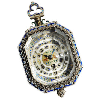 Austrian silver octagonal rock crystal pendant watch Circa 1870