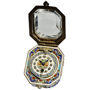 Austrian silver octagonal rock crystal pendant watch Circa 1870