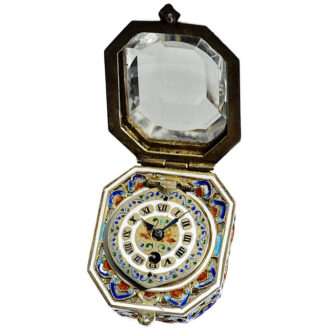 Austrian silver octagonal rock crystal pendant watch Circa 1870