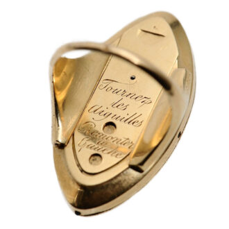 Swiss navette shaped ring watch with visible balance Circa 1850