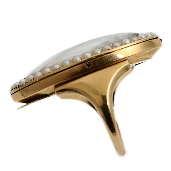 Swiss navette shaped ring watch with visible balance Circa 1850 Swiss navette shaped ring watch with visible balance Circa 1850