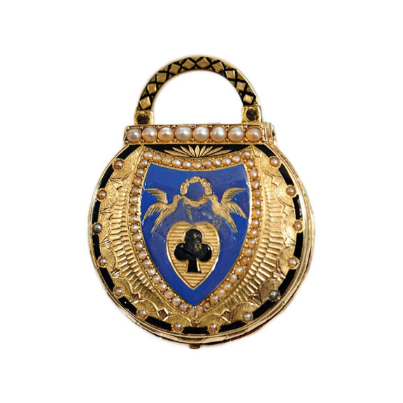 Rare Swiss gold and enamel padlock-form fob watch Circa 1800 Rare Swiss gold and enamel padlock-form fob watch Circa 1800