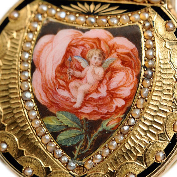 Rare Swiss gold and enamel padlock-form fob watch Circa 1800 Rare Swiss gold and enamel padlock-form fob watch Circa 1800