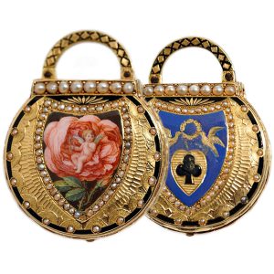 Rare Swiss gold and enamel padlock-form fob watch Circa 1800