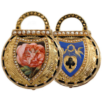 Rare Swiss gold and enamel padlock-form fob watch Circa 1800