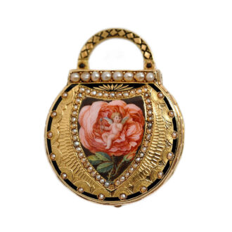 Rare Swiss gold and enamel padlock-form fob watch Circa 1800