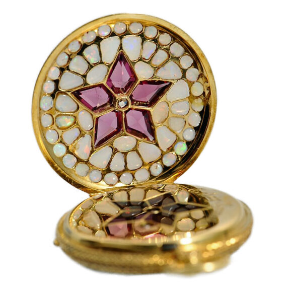 Swiss precious pendant watch studded with gemstones Circa 1880 Swiss precious pendant watch studded with gemstones Circa 1880