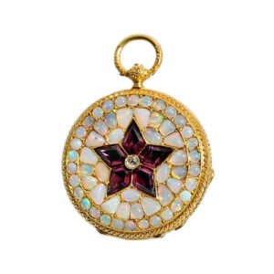 Swiss precious pendant watch studded with gemstones Circa 1880