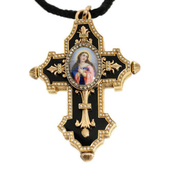 Swiss gold enamel cross form pendant watch Circa 1890 Swiss gold enamel cross form pendant watch Circa 1890