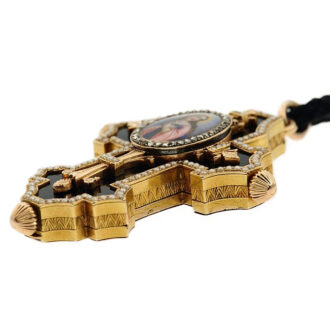 Swiss gold enamel cross form pendant watch Circa 1890 Swiss gold enamel cross form pendant watch Circa 1890
