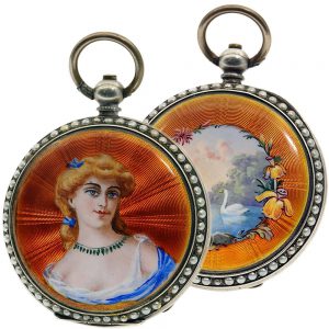 Swiss silver enamel watch for the Chinese market Circa 1895