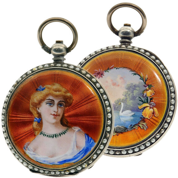Swiss silver enamel watch for the Chinese market Circa 1895