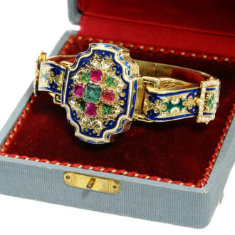 Swiss thin gold enamel pocket watch set in a bracelet Circa 1820