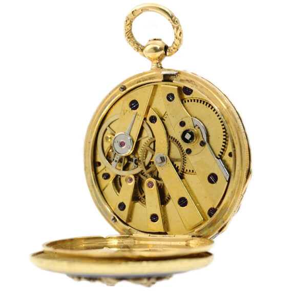 Swiss/French miniature gold enamel pendant watch Circa 1820 Swiss/French miniature gold enamel pendant watch Circa 1820