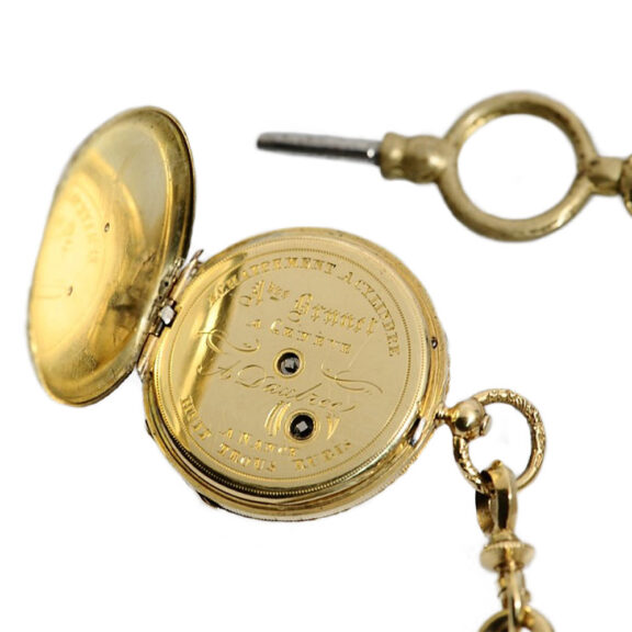 Swiss/French miniature gold enamel pendant watch Circa 1820 Swiss/French miniature gold enamel pendant watch Circa 1820