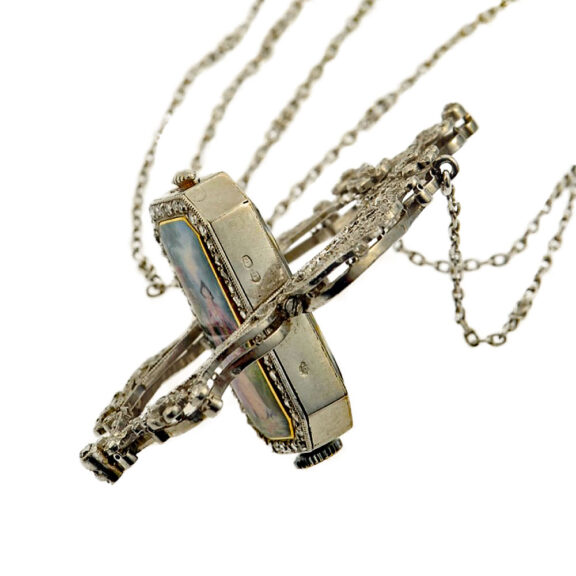 French diamond set pendant with medallion and watch Circa 1910 French diamond set pendant with medallion and watch Circa 1910