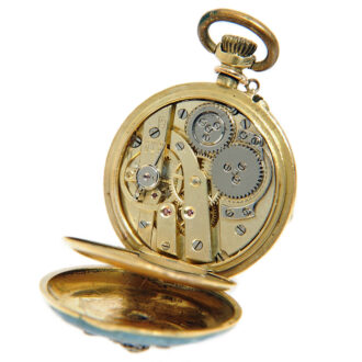 French elegant diamond set-enamel pendant watch Circa 1910
