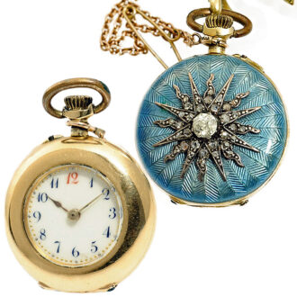 French elegant diamond set-enamel pendant watch Circa 1910