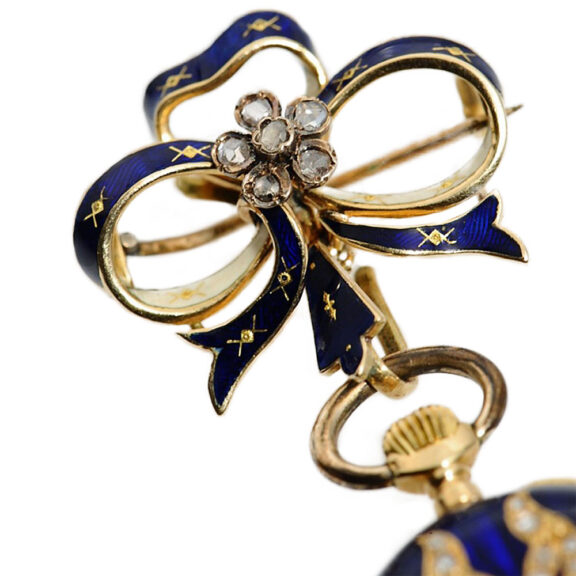 Swiss diamond-set pendant watch with brooch Circa 1905 Swiss diamond-set pendant watch with brooch Circa 1905