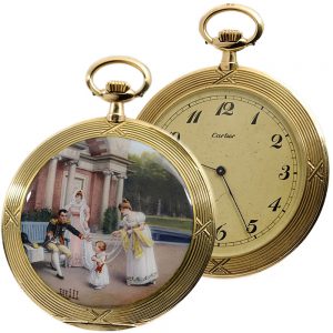 Swiss exquisite thin gold enamel pocket watch Circa 1910