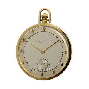Swiss thin 18K gold open-faced lever pocket watch Circa 1950